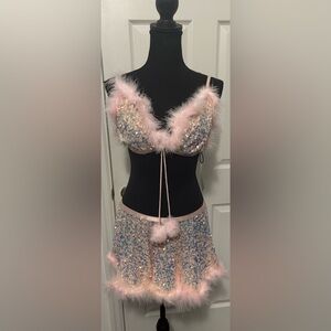 NWT Dolls Kill / Club Exx Glowing Glamour Skirt Set